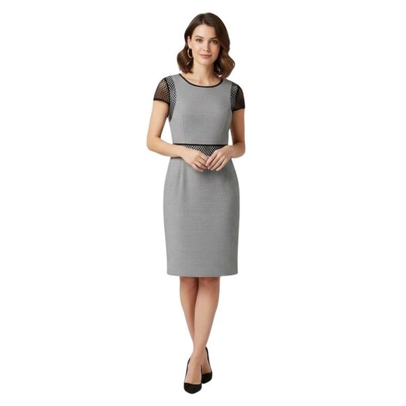 Nine West Dresses & Skirts - Nine West Black & White Textured Mesh-Accent Sheath Dress